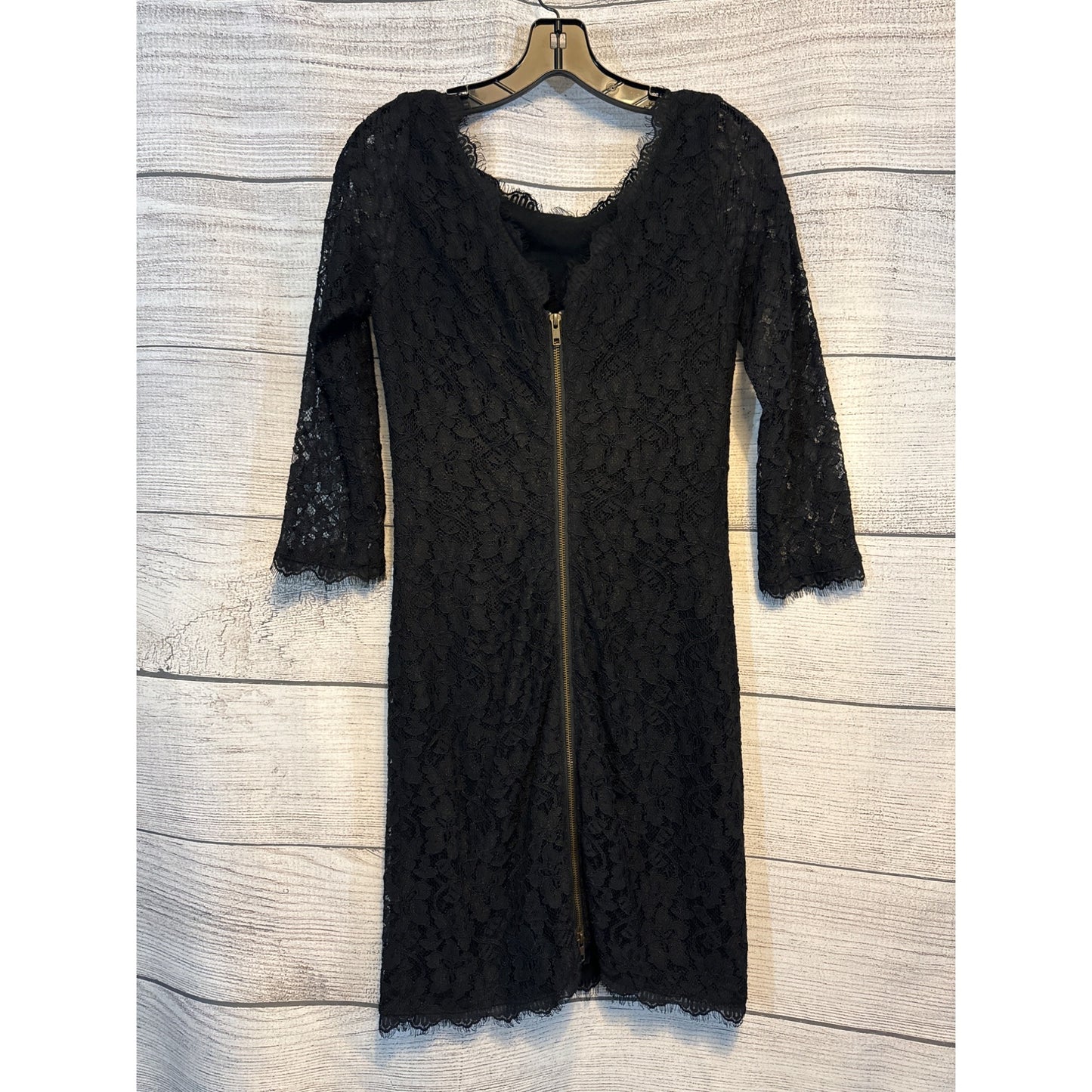 Diane Von Furstenberg Zarita Black Lace Back Zipper Dress Size 8