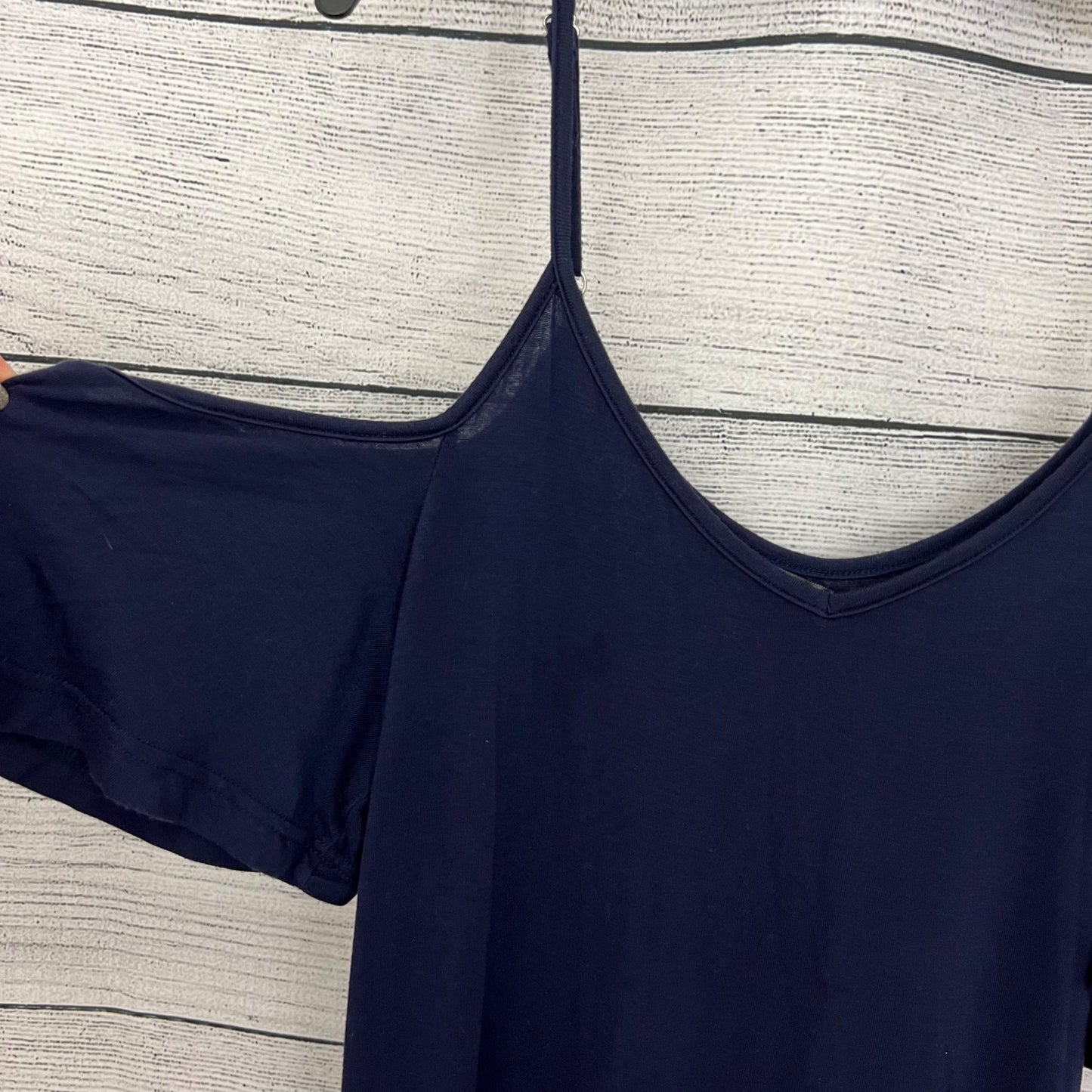 Thanth Navy Cold-Shoulder Maxi Dress With Spaghetti Straps, Size L