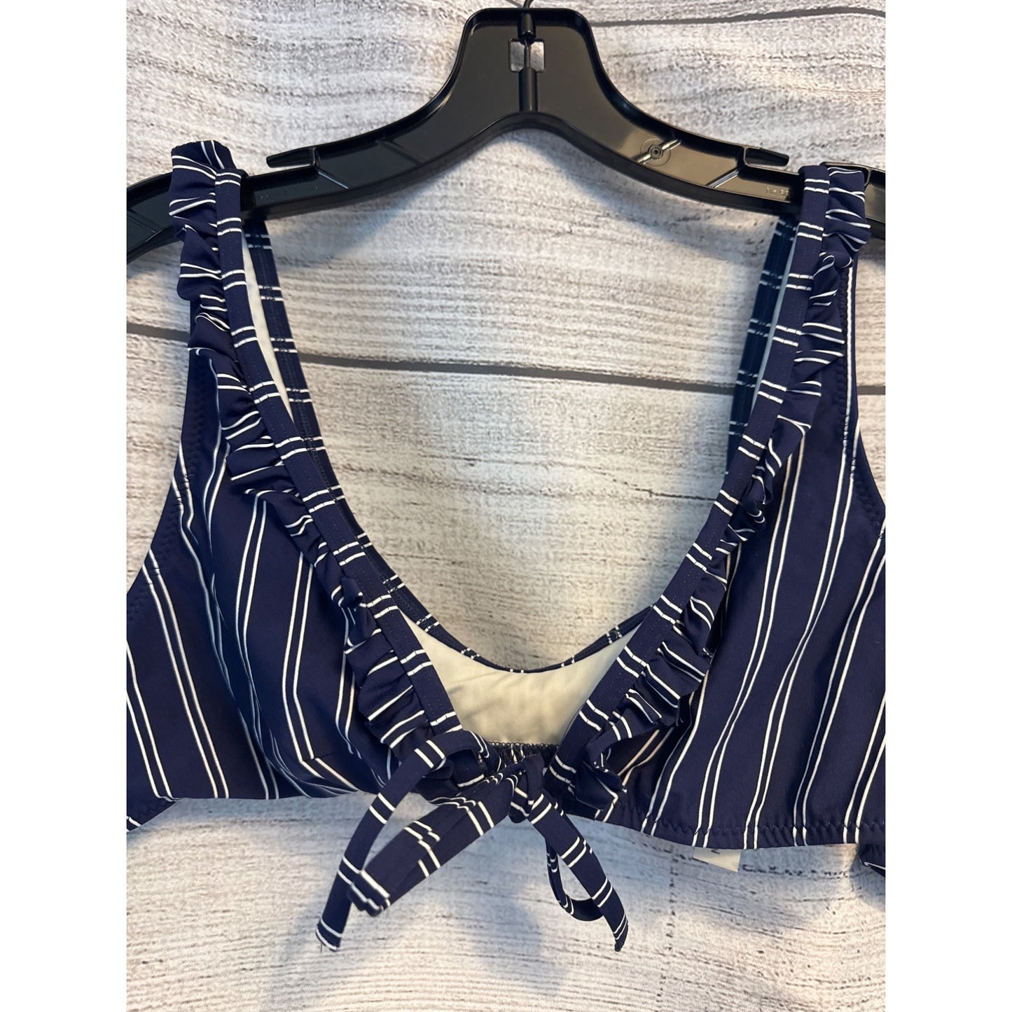Solid and Striped Navy Blue White Striped Tie Front Bikini Swimsuit Size S/M