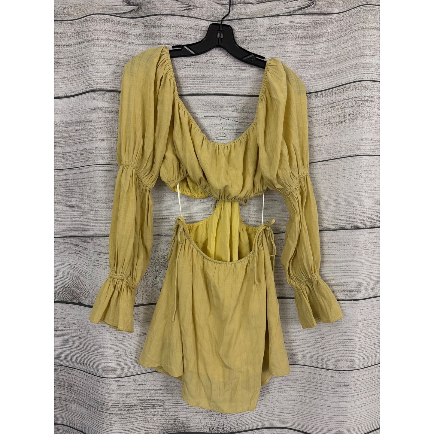 Kittenish Yellow Long Sleeve Cut Out Sides Dress Size M