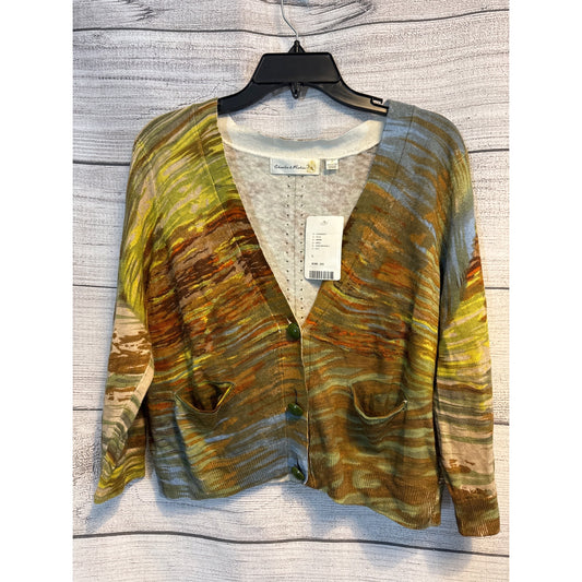 NWT Charlie & Robin Anthropolgie Multicolor Abstract Patterned Cardigan Sweater Size L