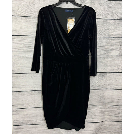 NWT InsNova Black Velvet V Neck Dress Size L