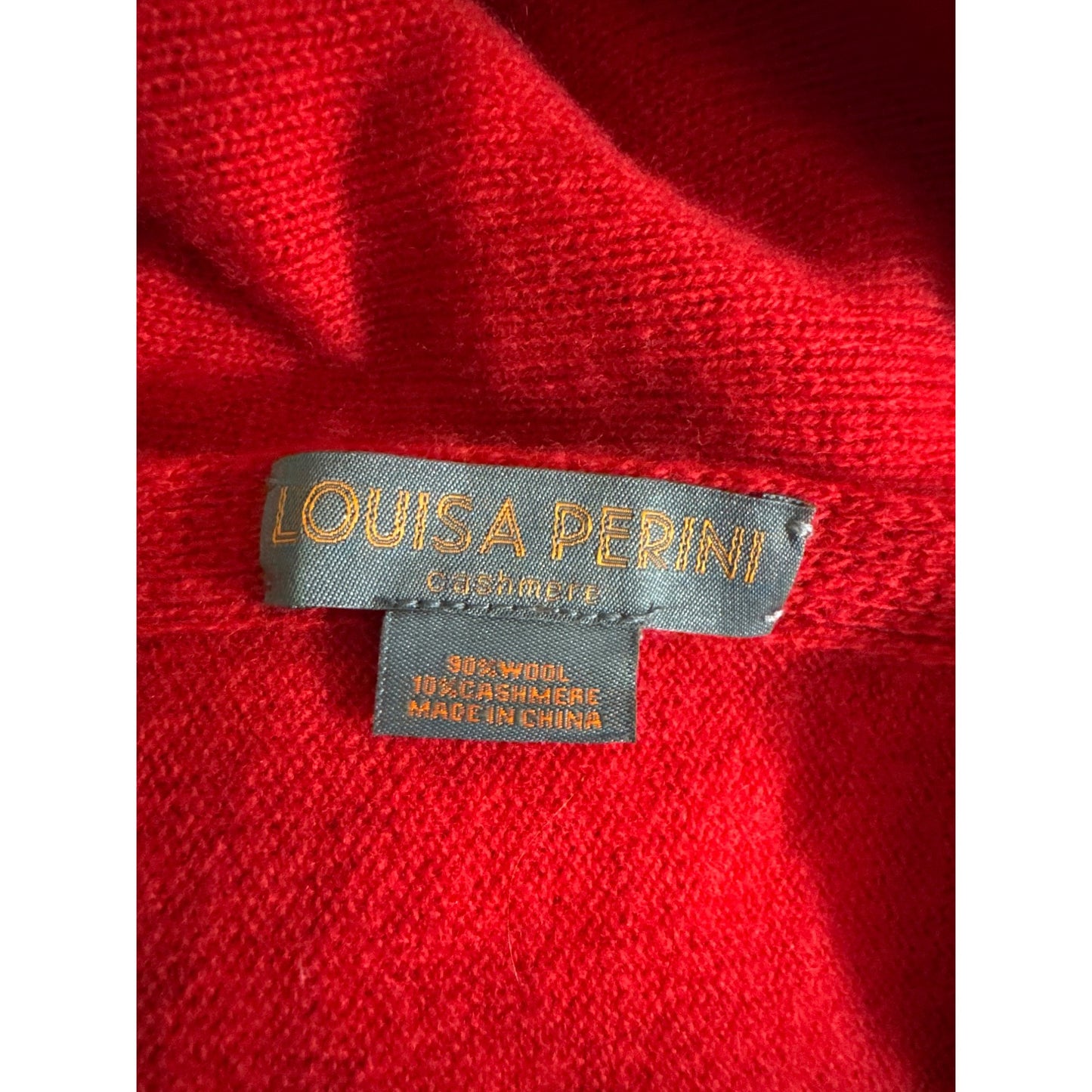 Louisa Perini Cashmere Wool Blend Red Poncho