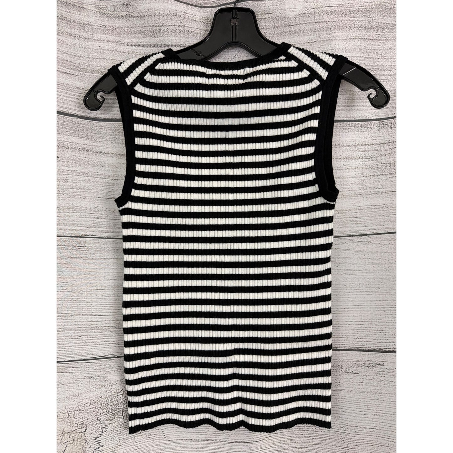 Truth by Republic Black & White Striped Ribbed Sleeveless Top Size S