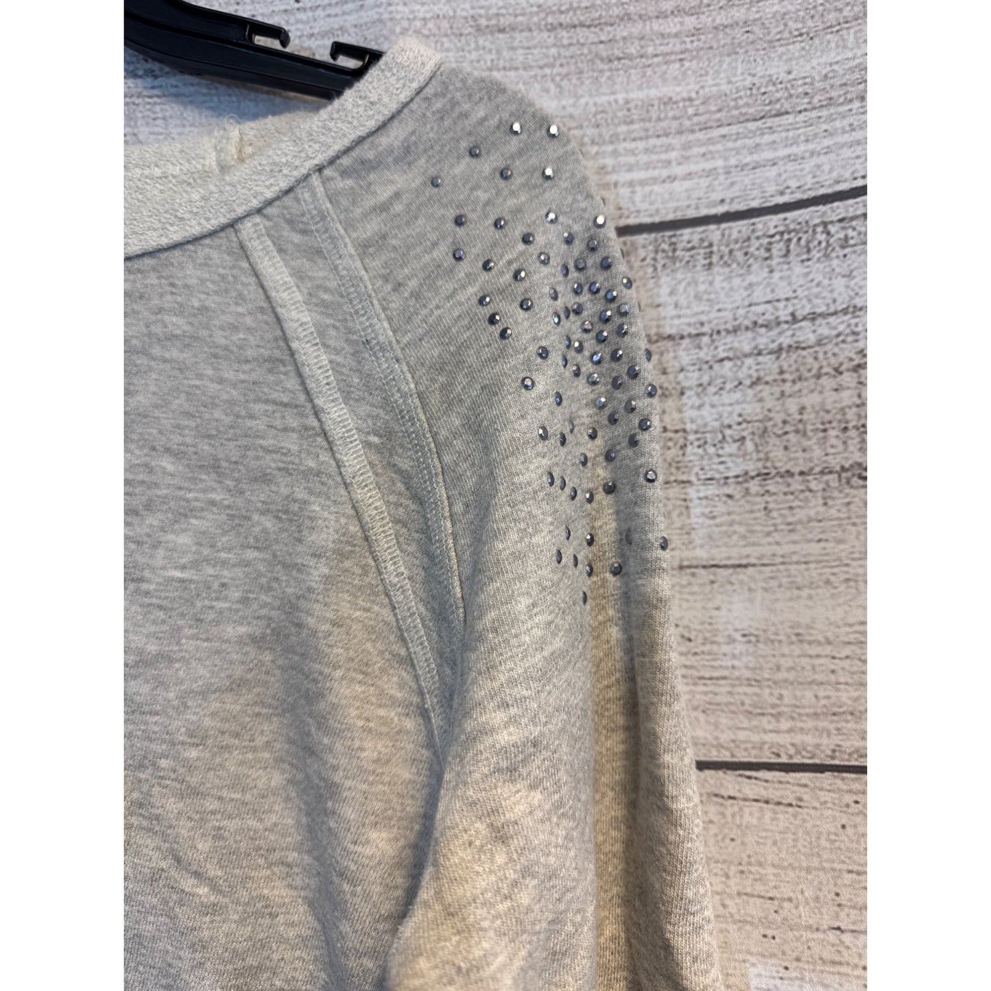 Aqua Gray Embellished Studded Shoulder Sweatshirt M