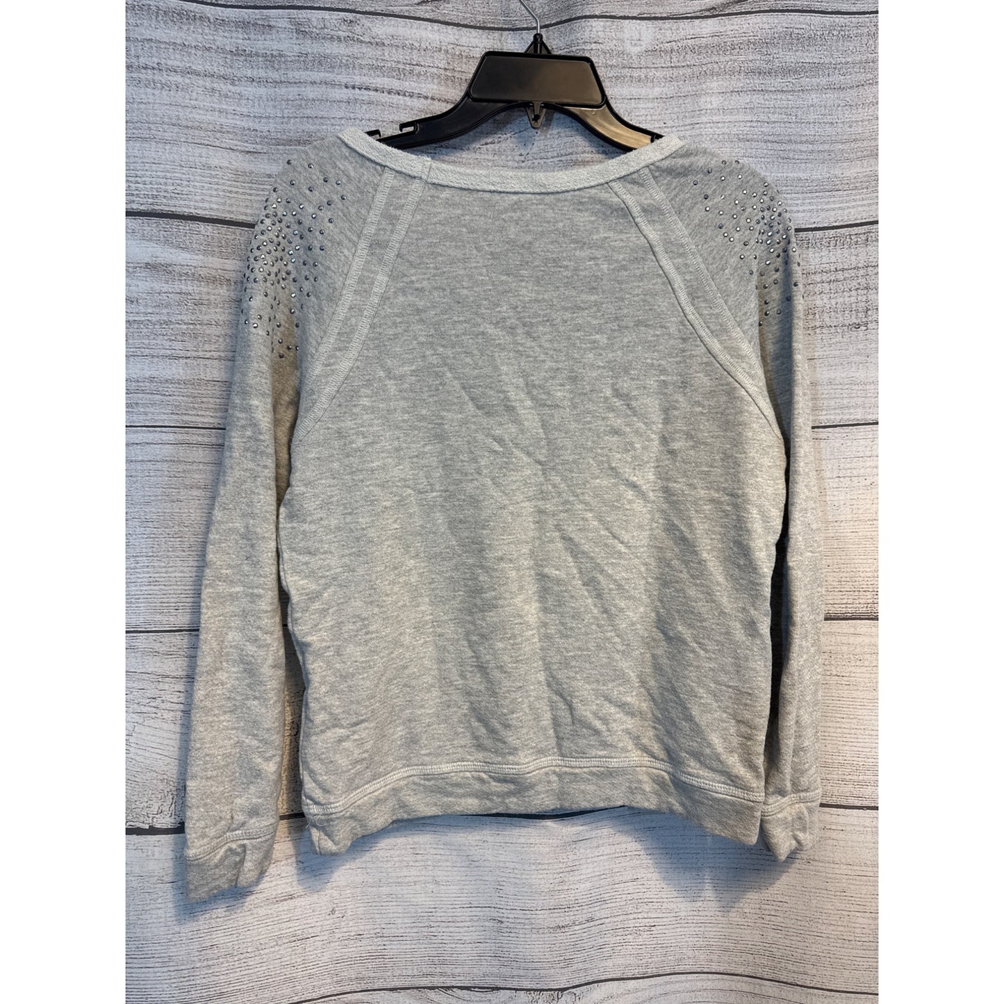 Aqua Gray Embellished Studded Shoulder Sweatshirt M