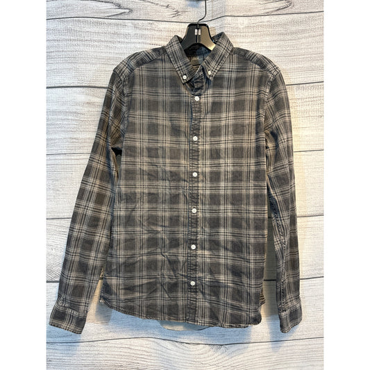 Mens Asos Grey Plaid Button Down Shirt Size M