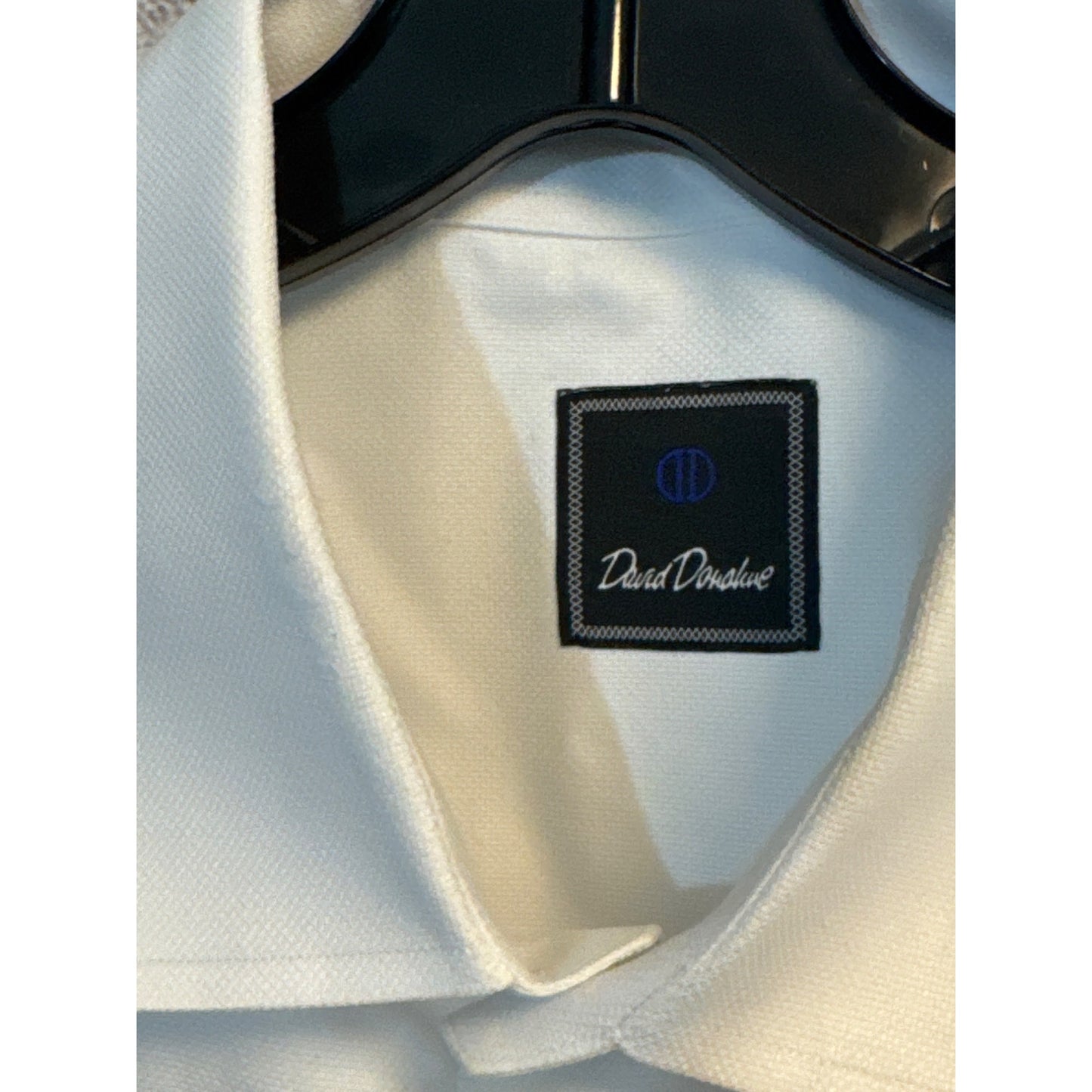 David Donahue Mens White Long-Sleeve Dress Shirt Size 18 34/35