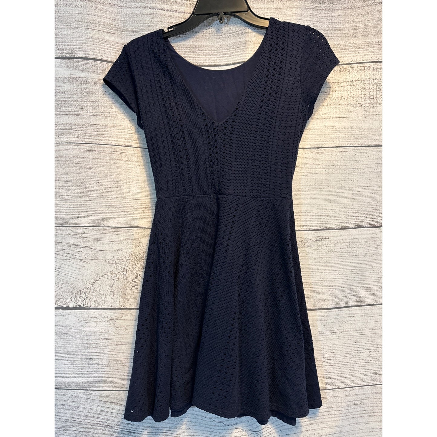 Aqua Navy Blue Eyelet Fit & Flare Dress Size XS