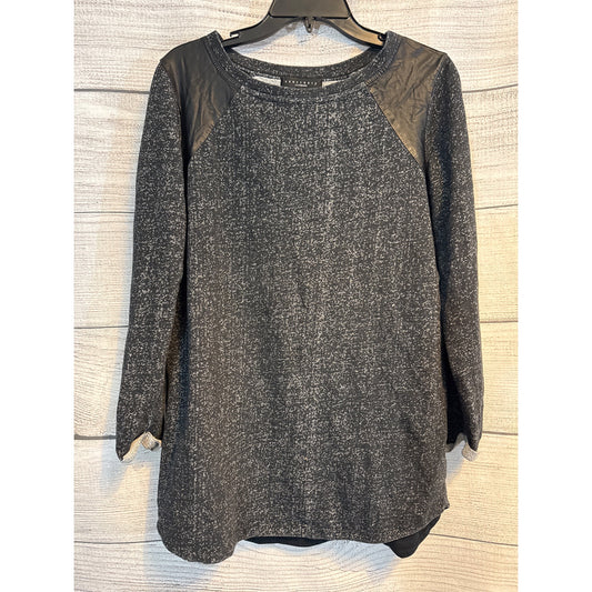 Sanctuary Black & White Long Sleeve Sweater/Tunic With Faux Leather Accents Size L