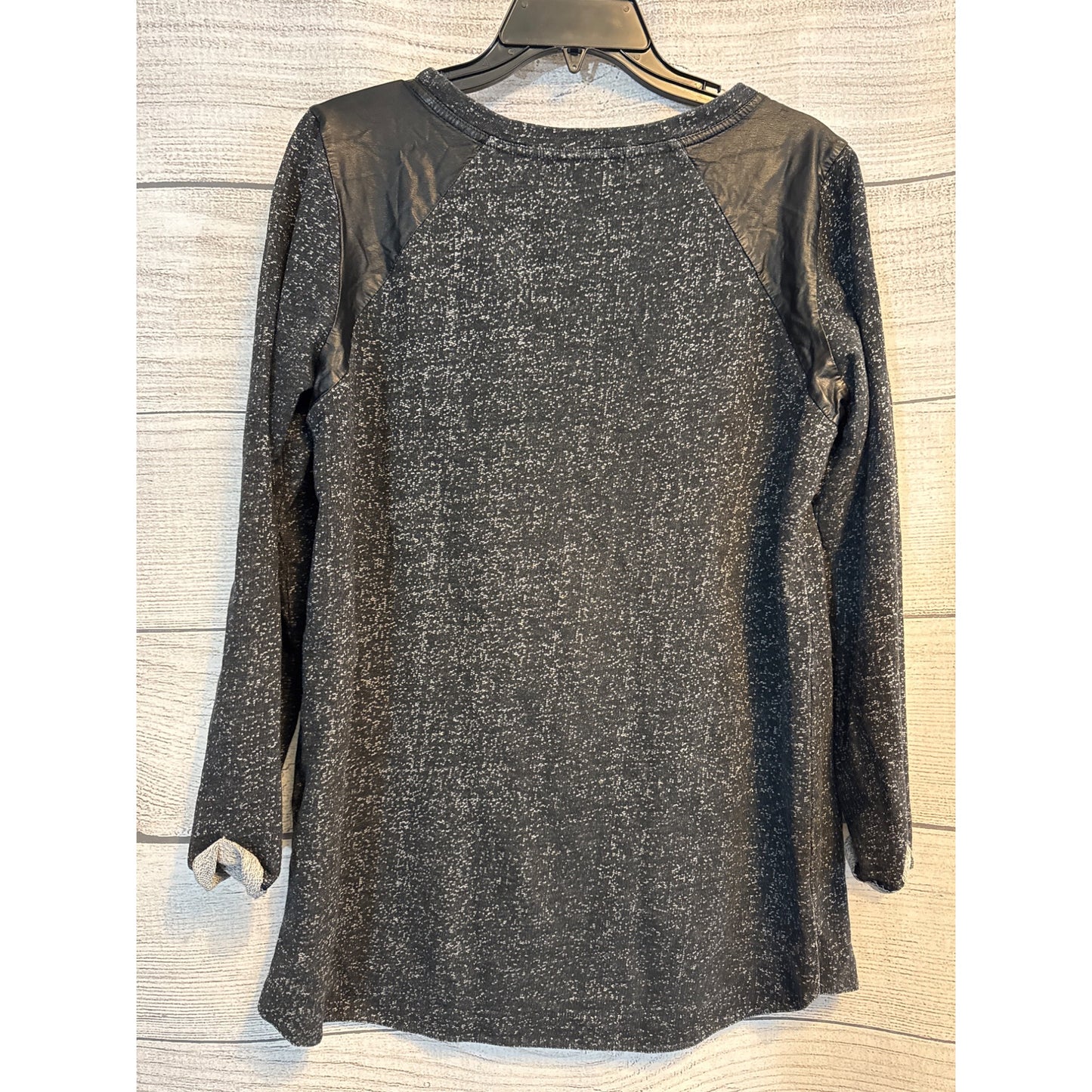 Sanctuary Black & White Long Sleeve Sweater/Tunic With Faux Leather Accents Size L