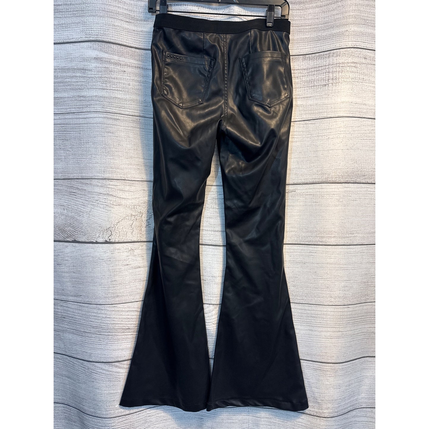 BLANK NYC Black Faux Leather Pull up Bell Bottom Flare Pants Size 27