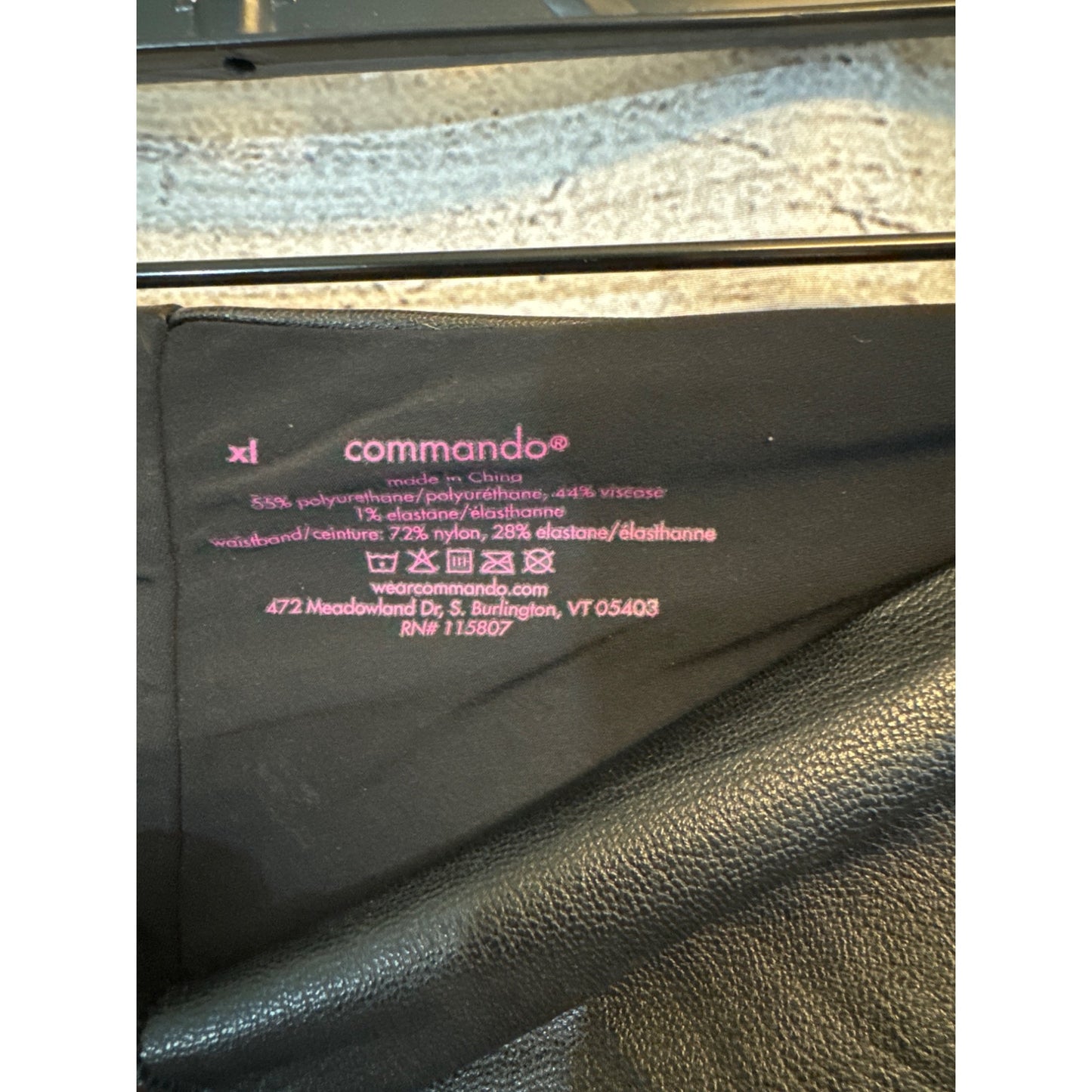 Commando Black Faux Leather Leggings Size XL