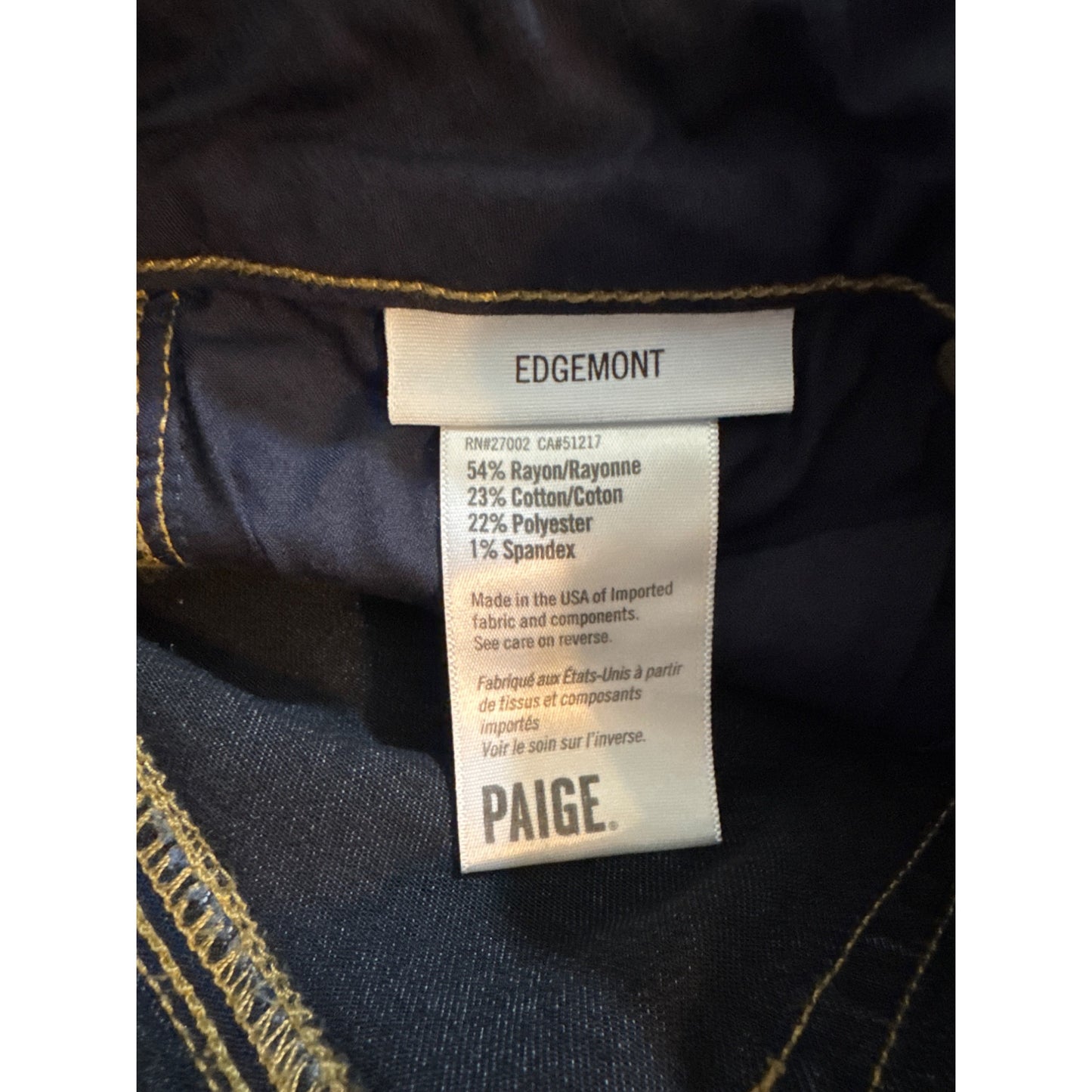 Paige Edgemont Dark Wash Skinny Moto Zipper Denim Jeans Size 24