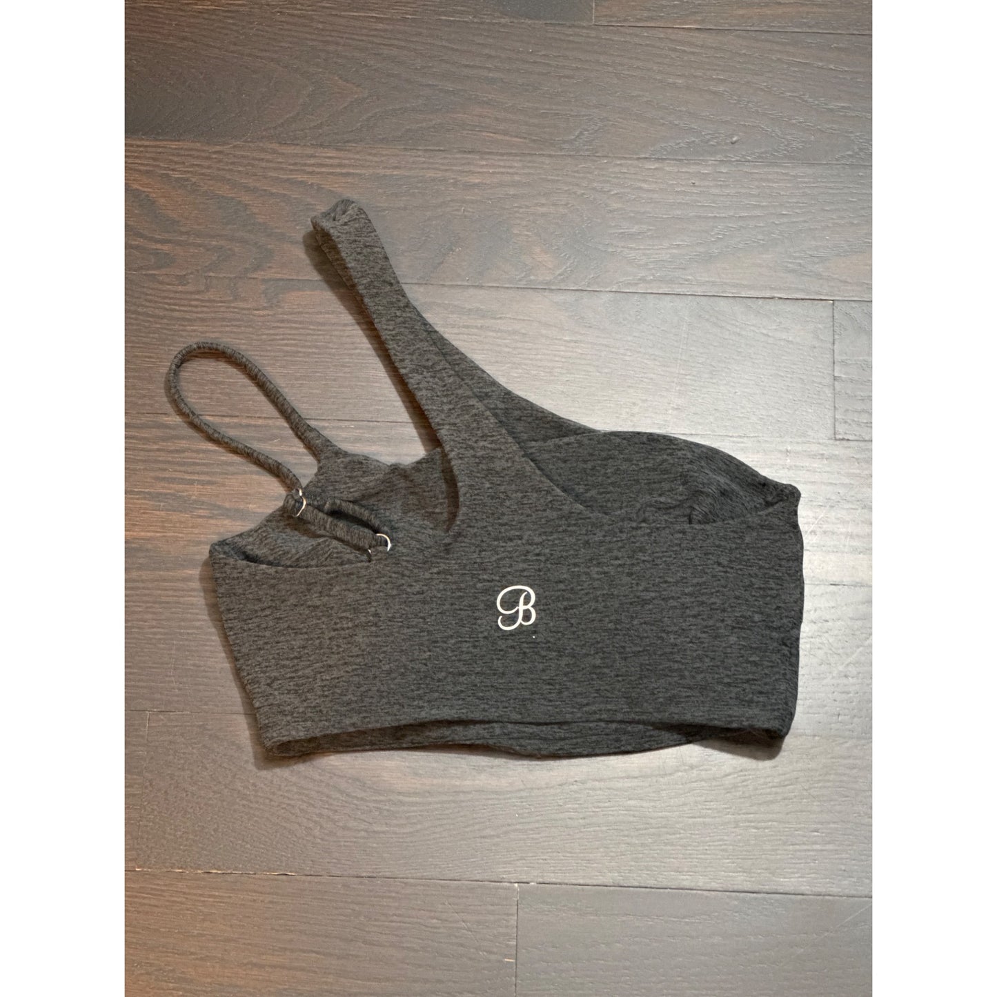 Bombshell Sportswear Gray Asymmetrical Strap Bralette S