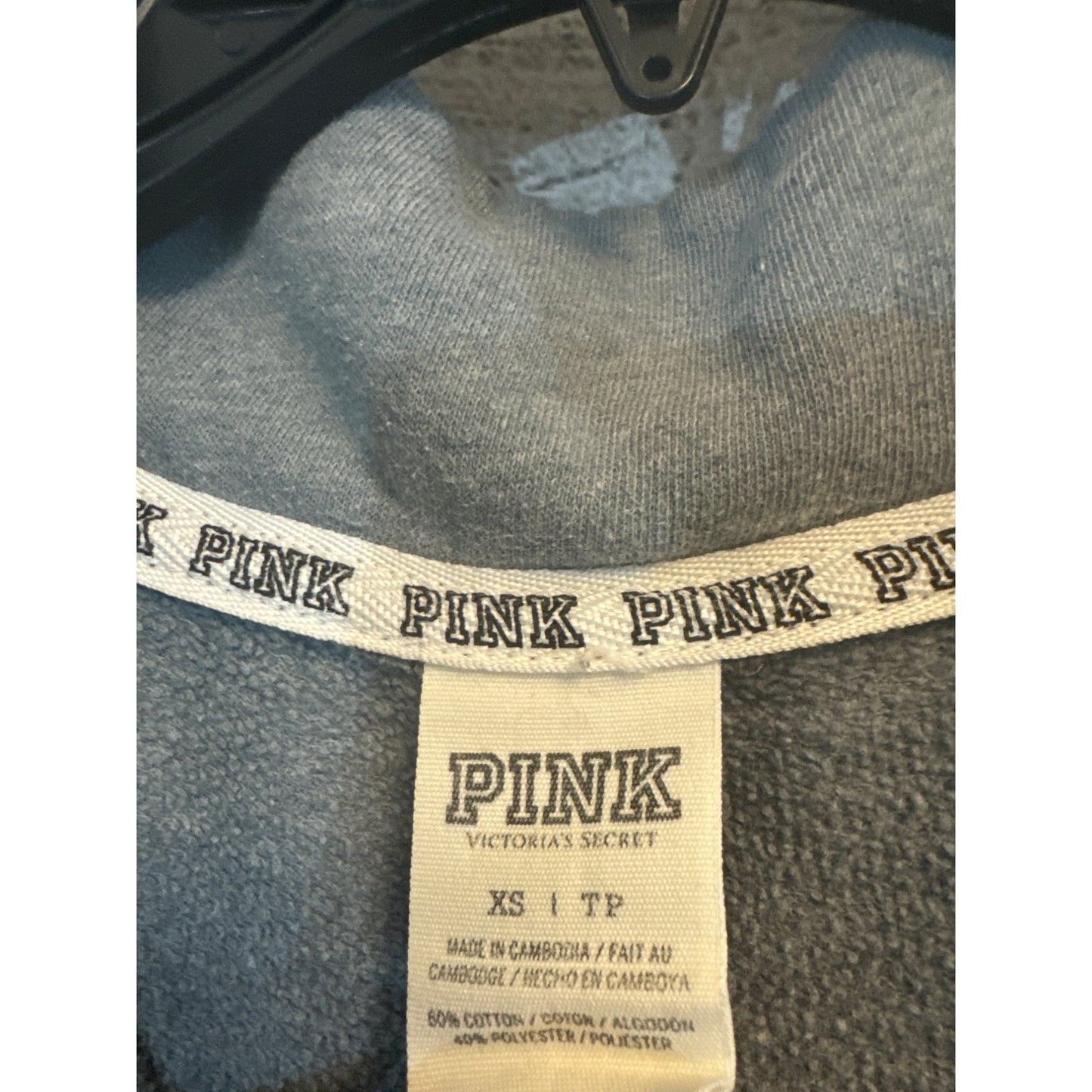 Victoria's Secret PINK Gray Quarter-Zip Pullover Sweatshirt XS