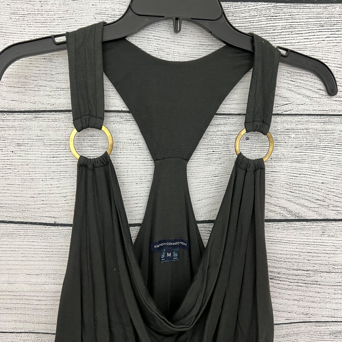 French Connection Sleeveless Drape Tank Top With Gold Rings Size M