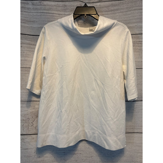 Hobbs White 3/4 Sleeve Turtleneck Top Size L