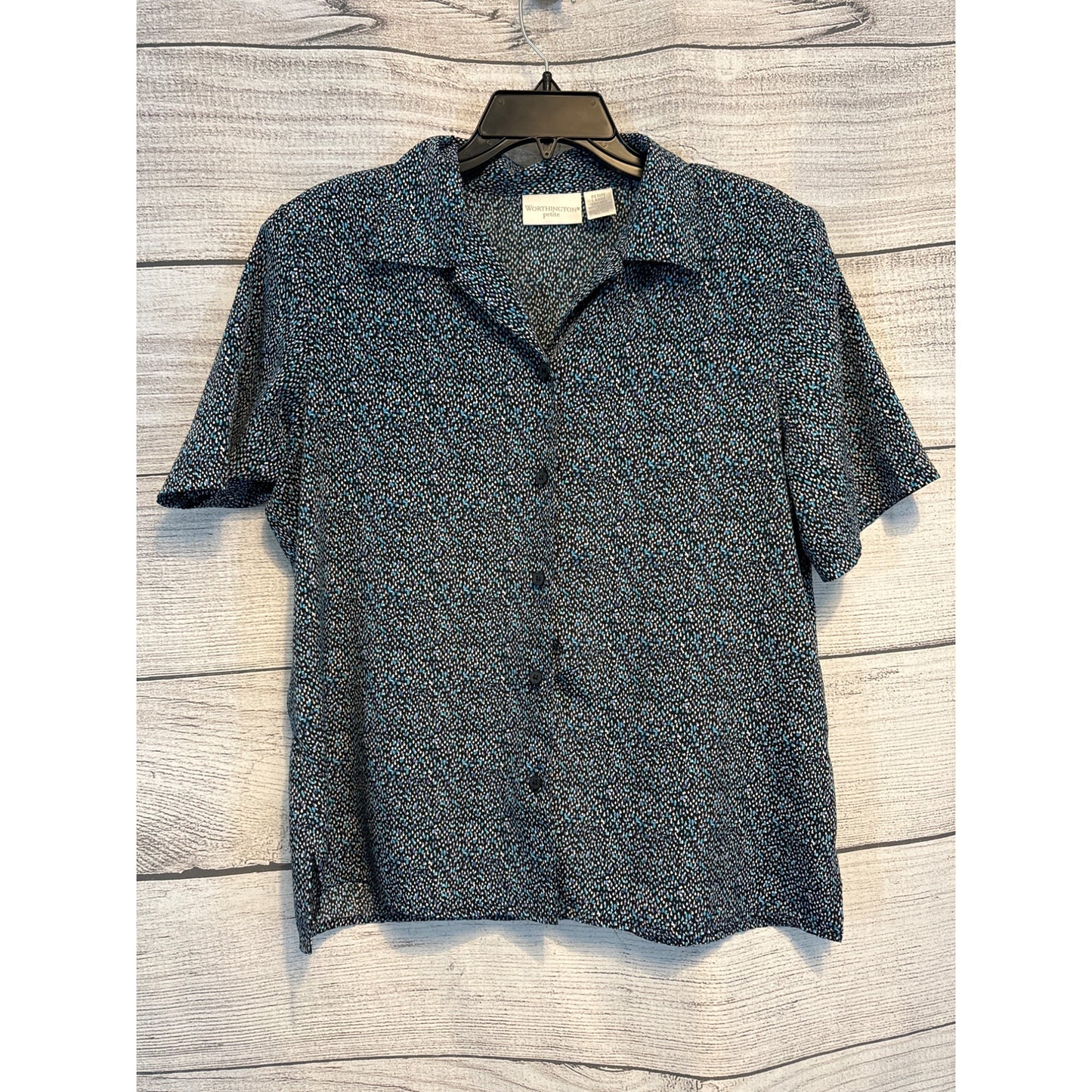 Worthington Petite Short-Sleeve Button-Up Shirt Size LP