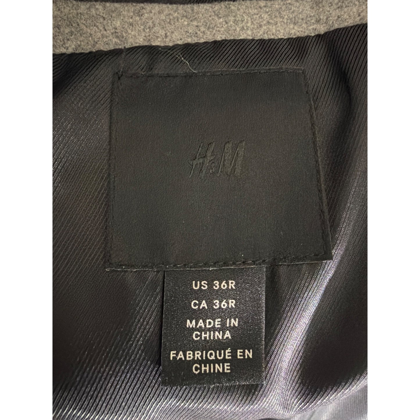 Mens H&M Gray Wool-Blend Overcoat Size 36R