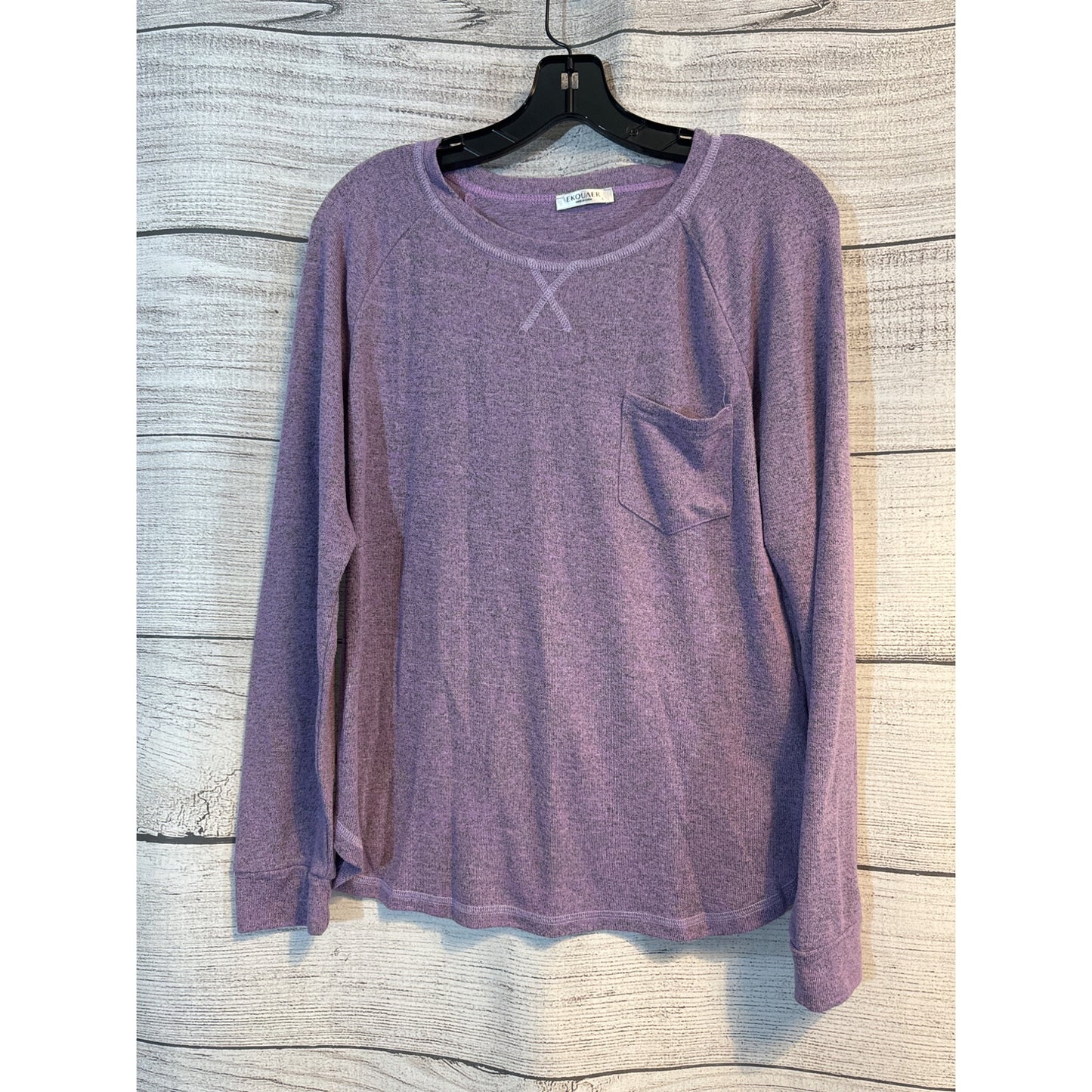 Ekouaer Lavender Long-Sleeve Knit top With Pocket Size L
