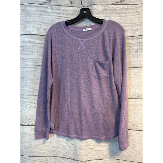 Ekouaer Lavender Long-Sleeve Knit top With Pocket Size L