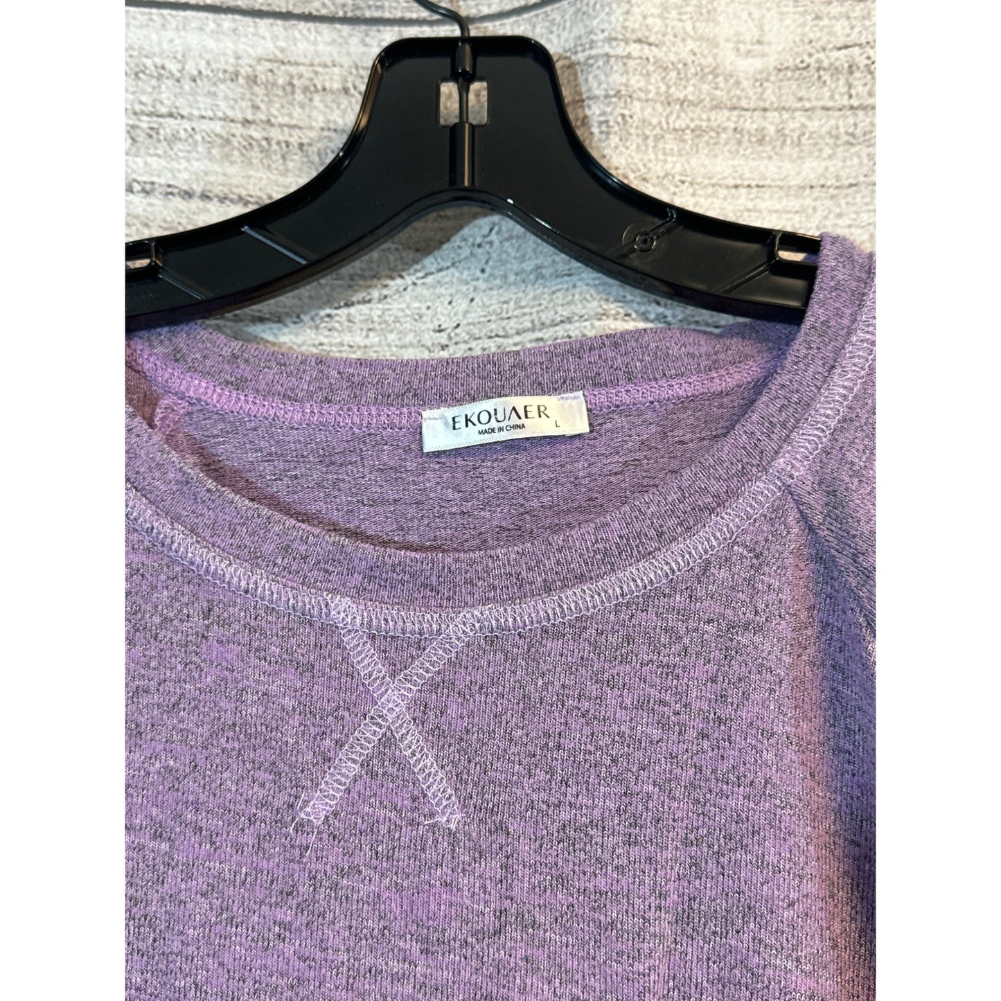 Ekouaer Lavender Long-Sleeve Knit top With Pocket Size L