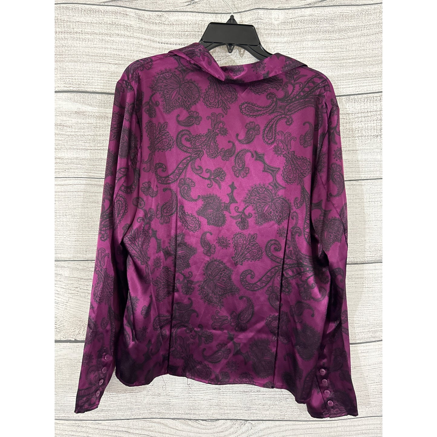 Covington Purple Paisley Satin Button-Up Shirt Size XL