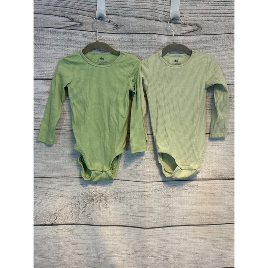 H&M Organic Cotton Long-Sleeve Baby Bodysuits 2-Pack Size 9-12M