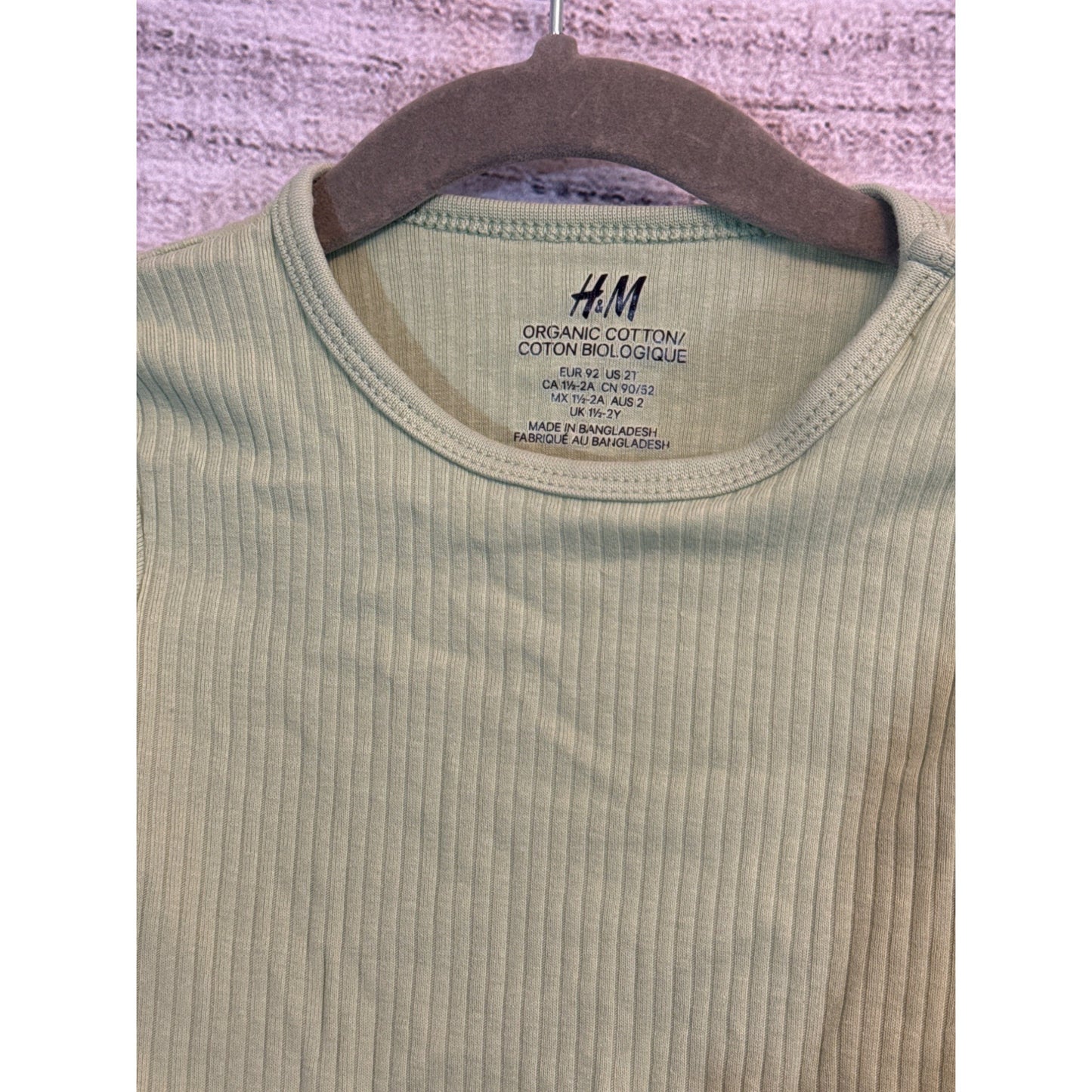 H&M Organic Cotton Long-Sleeve Baby Bodysuits 2-Pack Size 9-12M