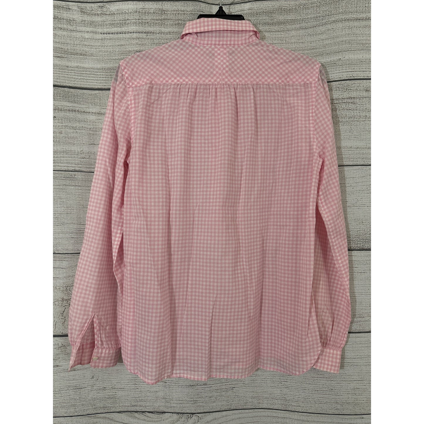 J. Crew pink gingham popover top
