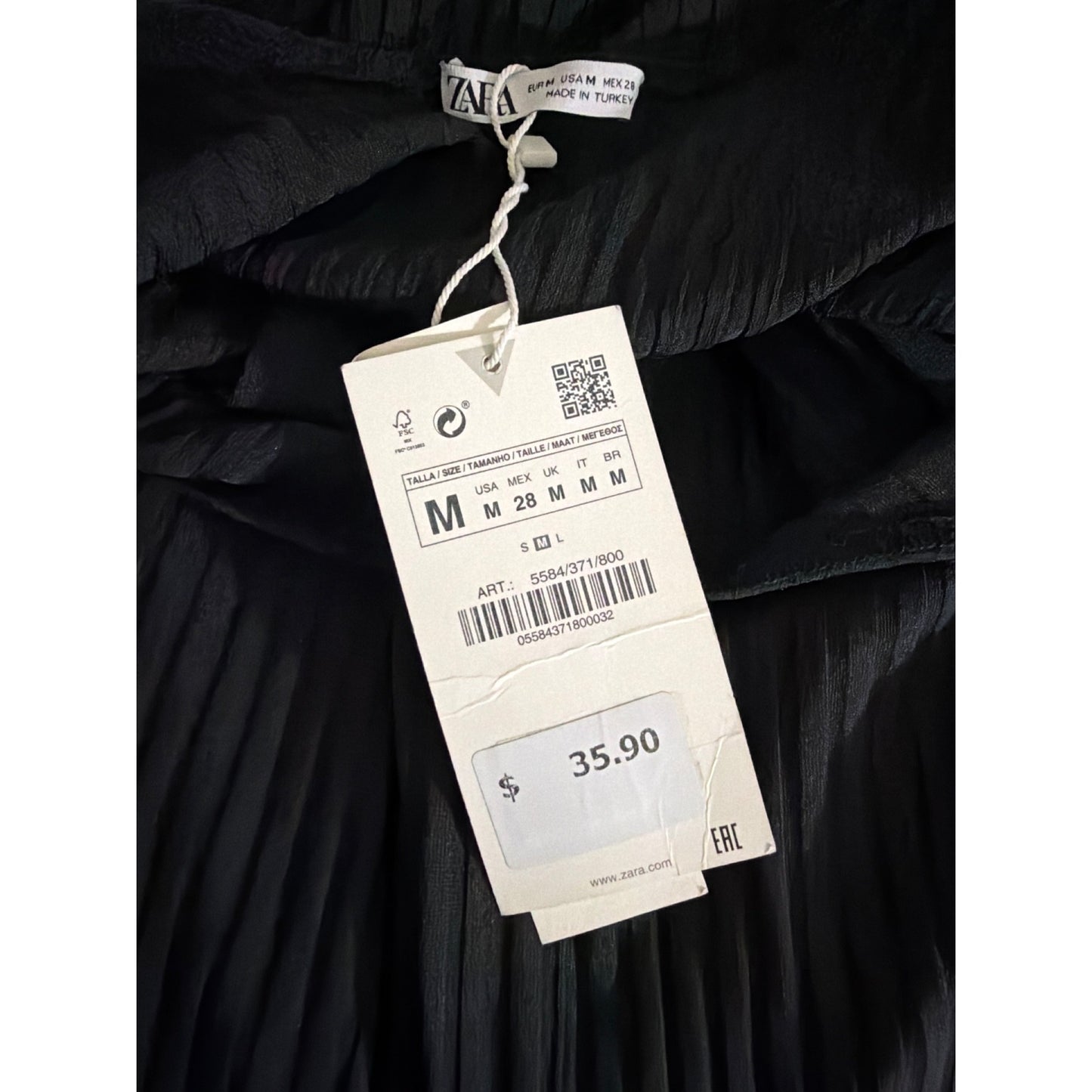 NWT Zara Ribbed Midi Dress With Ruffled Straps & Button-Down Front Size M