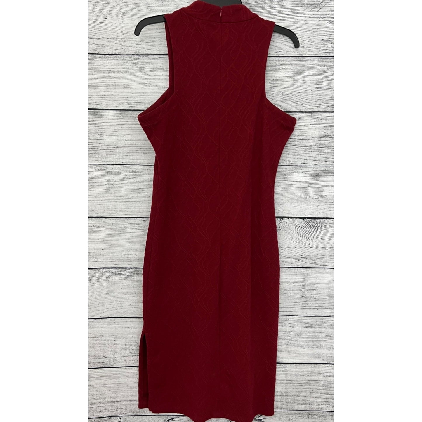The Coverii Sleeveless Mock Neck Red Dress With Side Slit, Size L