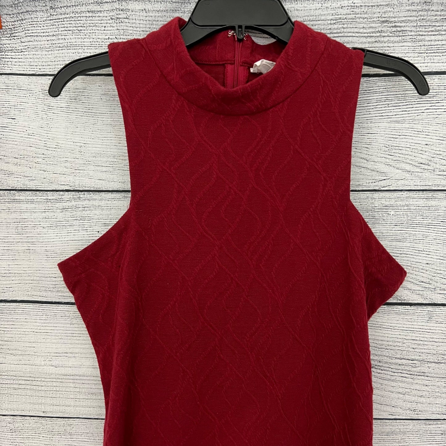 The Coverii Sleeveless Mock Neck Red Dress With Side Slit, Size L