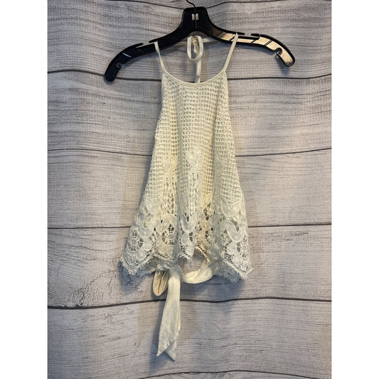 Express White Knit Lace Halter Top M