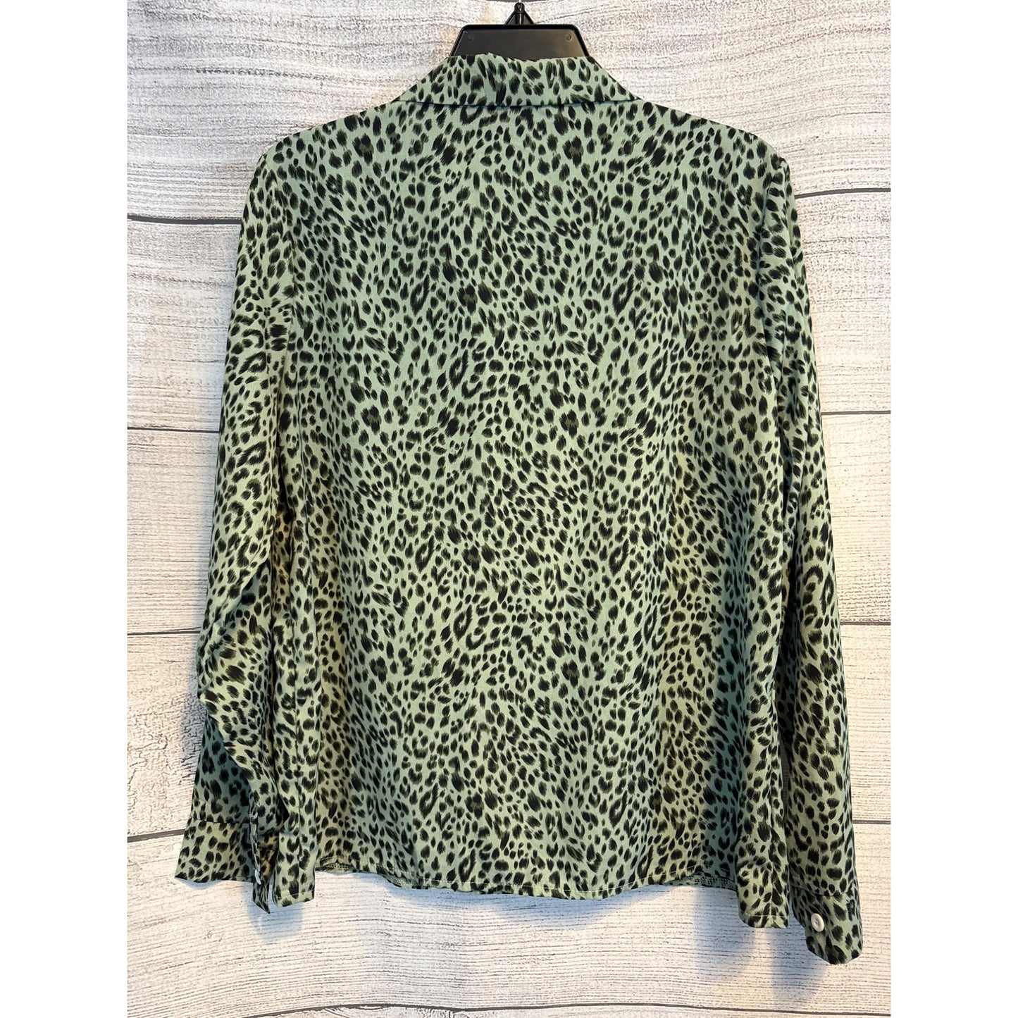 Ecowish Vintage Leopard Print Long Sleeve Button-Down Blouse Size M