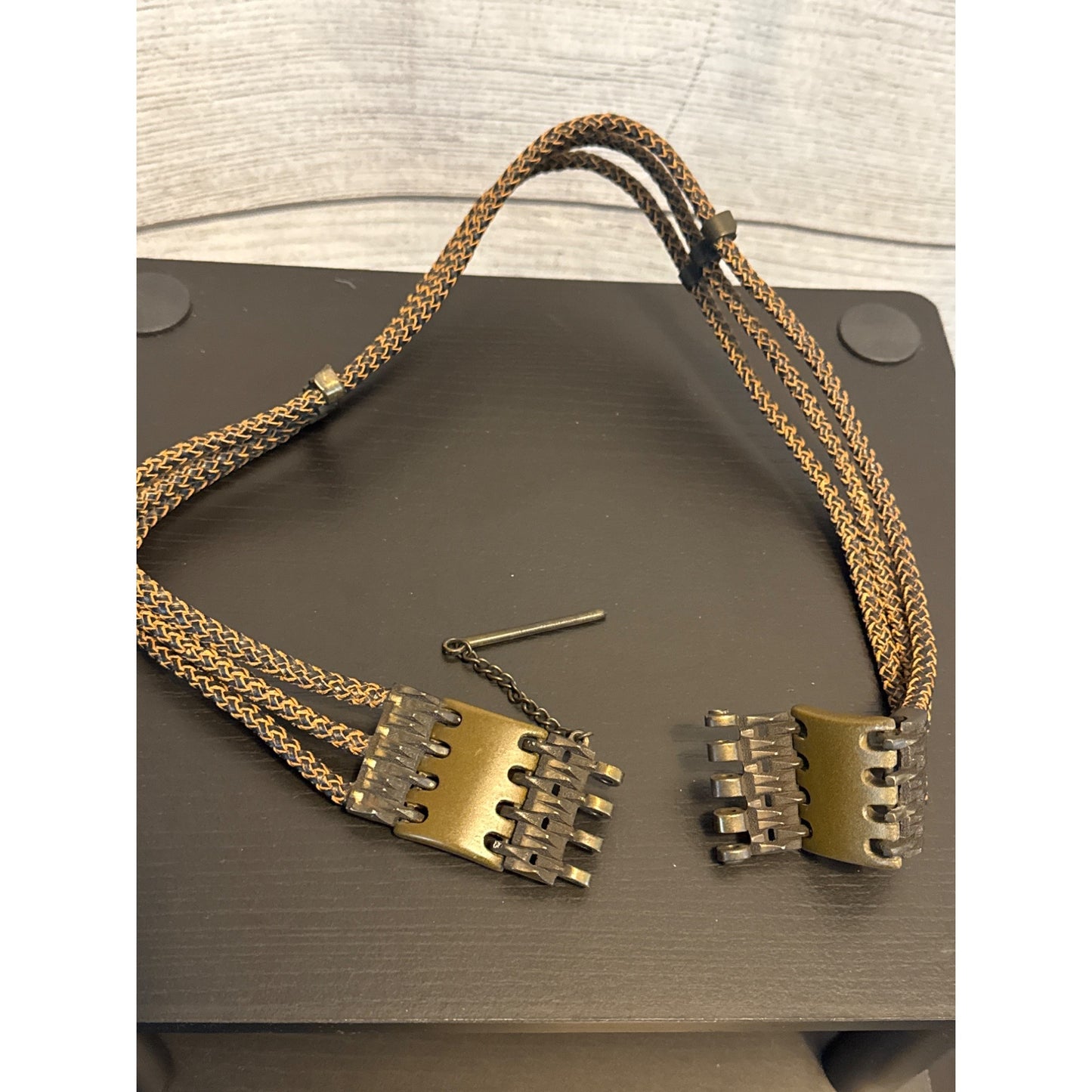 Adjustable Multi-Strand Woven Belt With Brass Clasp Closure