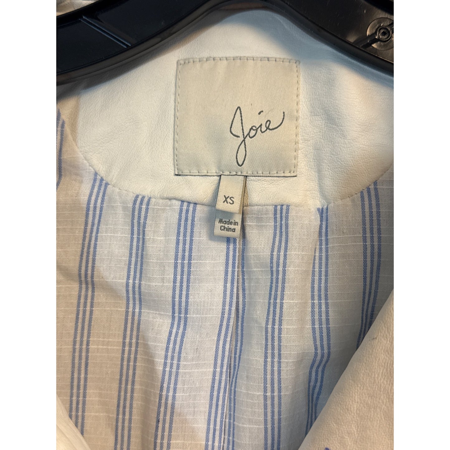 Joie White Lamb Leather Zip Front Moto Jacket XS