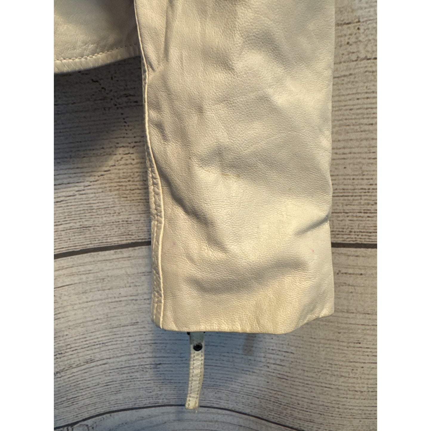Joie White Lamb Leather Zip Front Moto Jacket XS