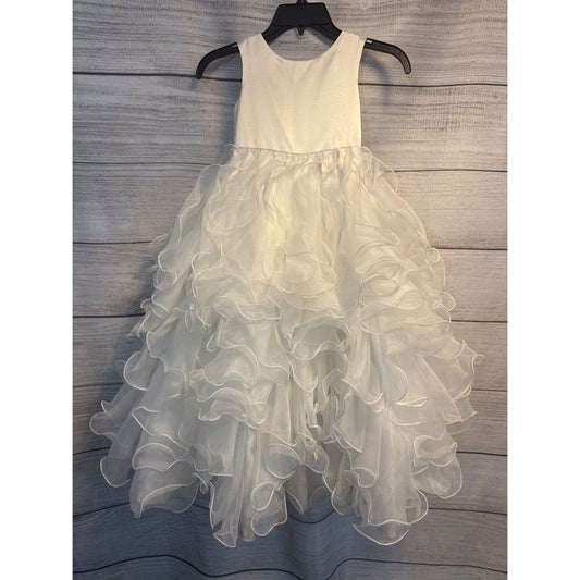 Girls Ruffled Sleeveless Dress With Organza Layers & Satin Bodice Flower Girl
