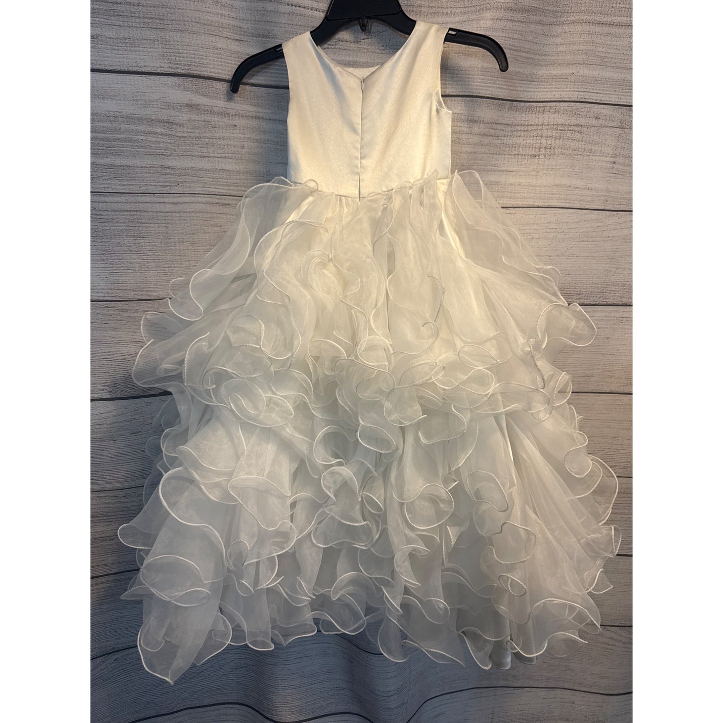 Girls Ruffled Sleeveless Dress With Organza Layers & Satin Bodice Flower Girl