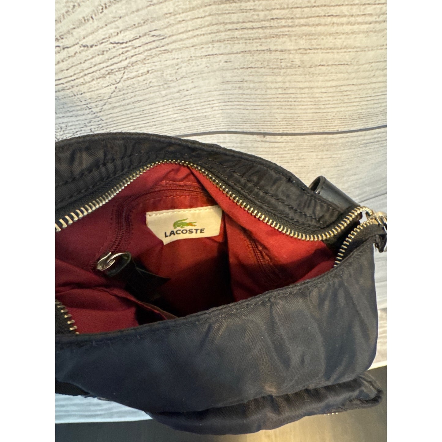 Lacoste Black Nylon Crossbody Bag With Adjustable Strap