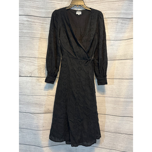 Somerset Long Sleeve Black Eyelet Wrap Dress Size 8