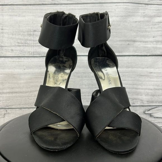 Black silk strappy pumps