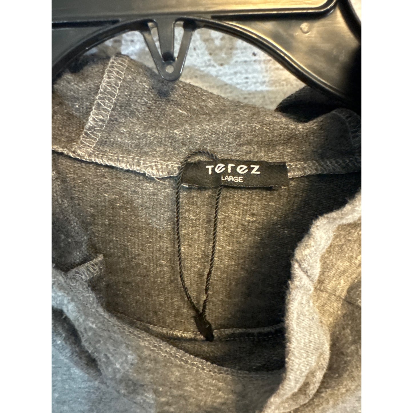 Terez Gray & Black Hooded Long-Sleeve Top Size L