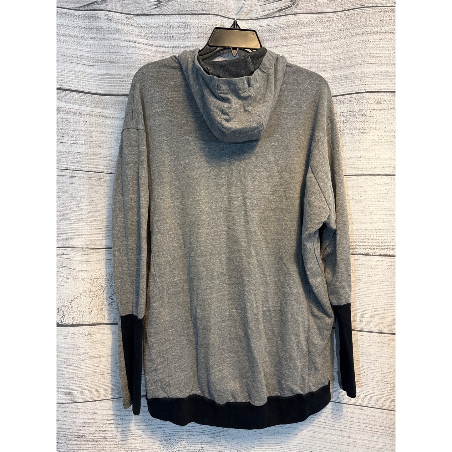 Terez Gray & Black Hooded Long-Sleeve Top Size L