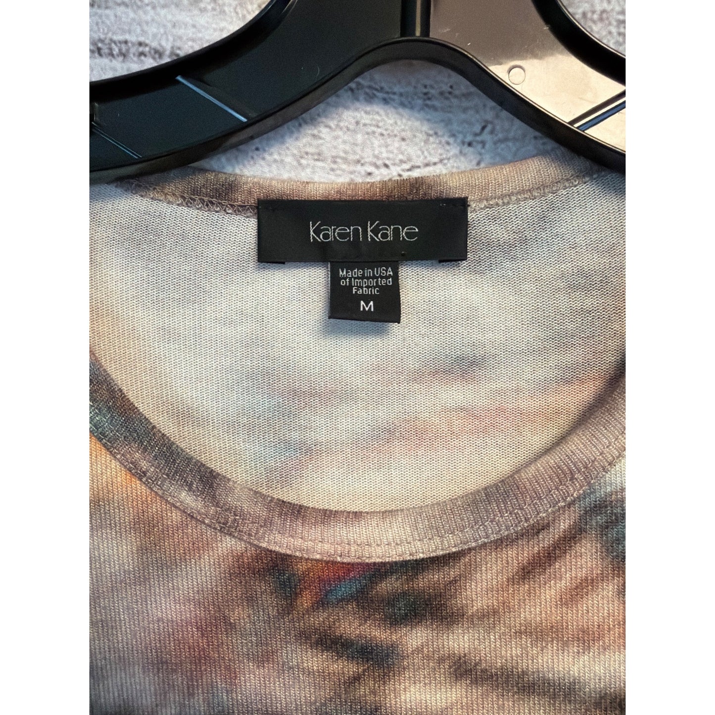 Karen Kane Multicolored Tie-Dye Top With Cream Ruffled Hem M