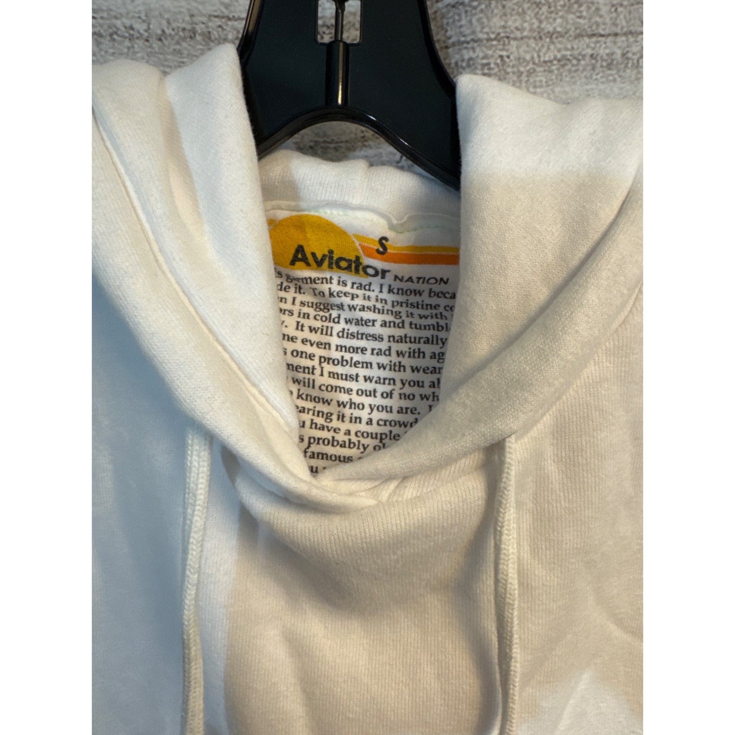 Aviator Nation Logo Stripe Sleeveless Crop Pullover Hoodie Size S