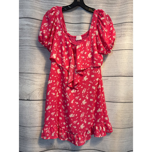 Sienna Sky Red Floral Ruffle Smocked Mini Dress Size M