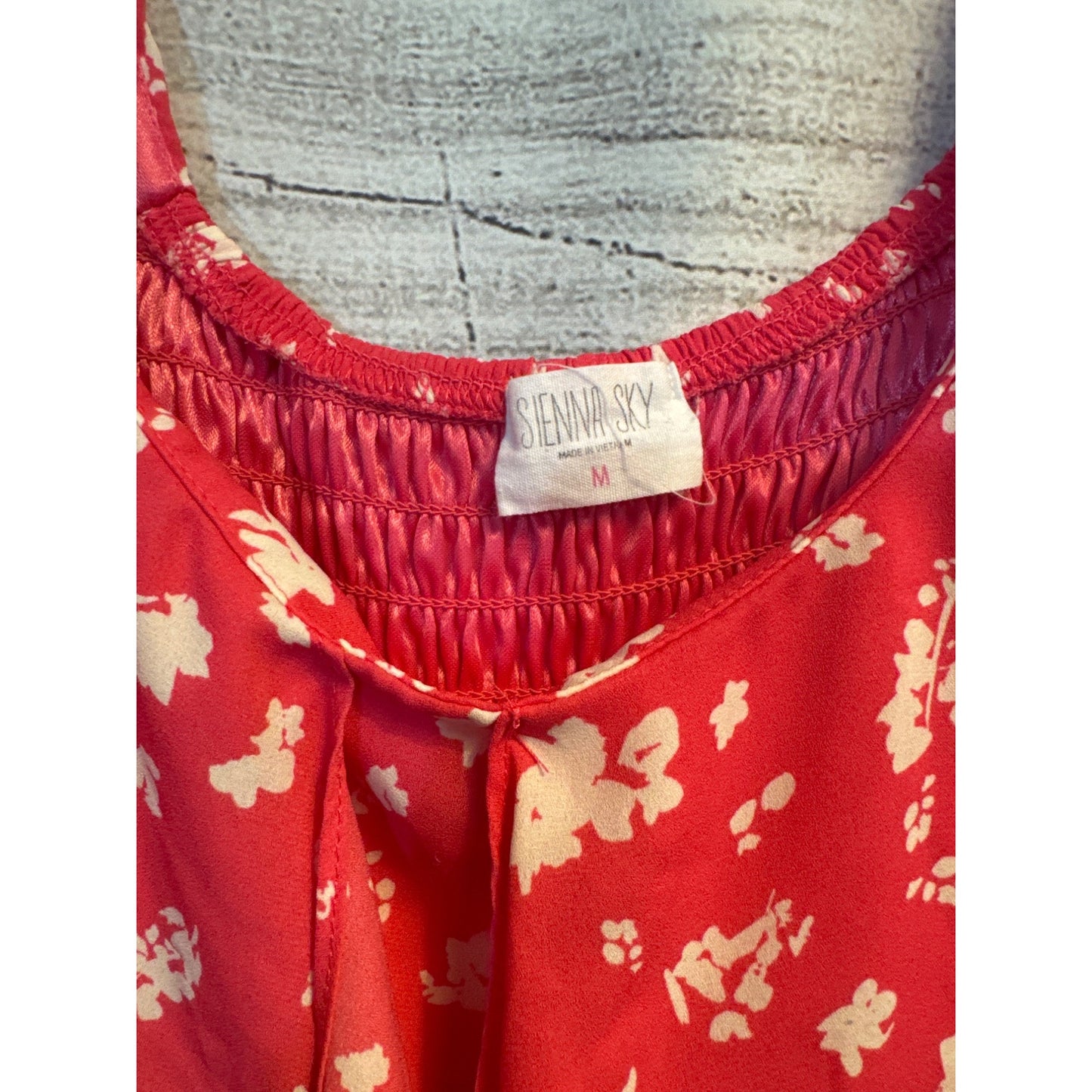 Sienna Sky Red Floral Ruffle Smocked Mini Dress Size M